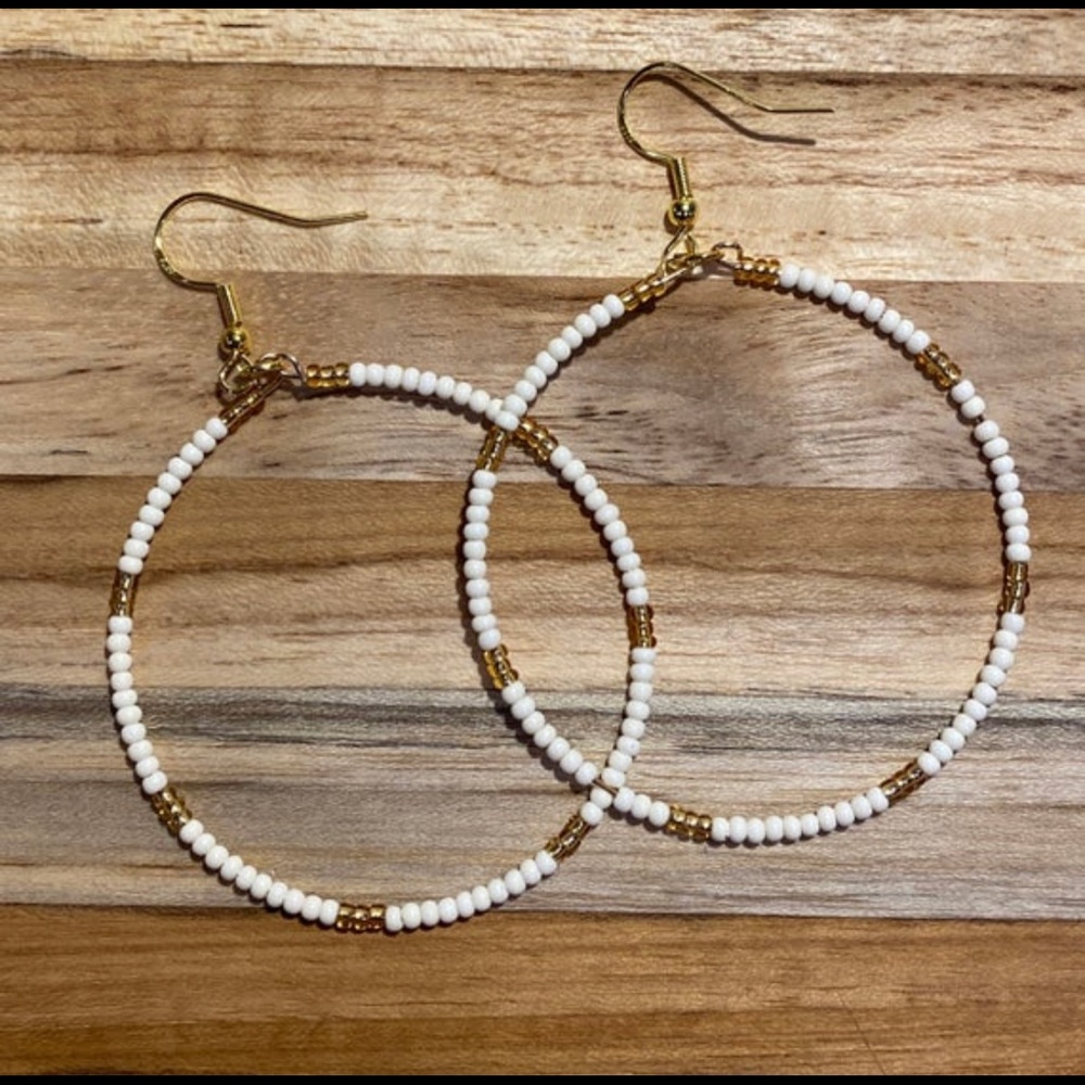 Handmade Beaded Hoop Earrings